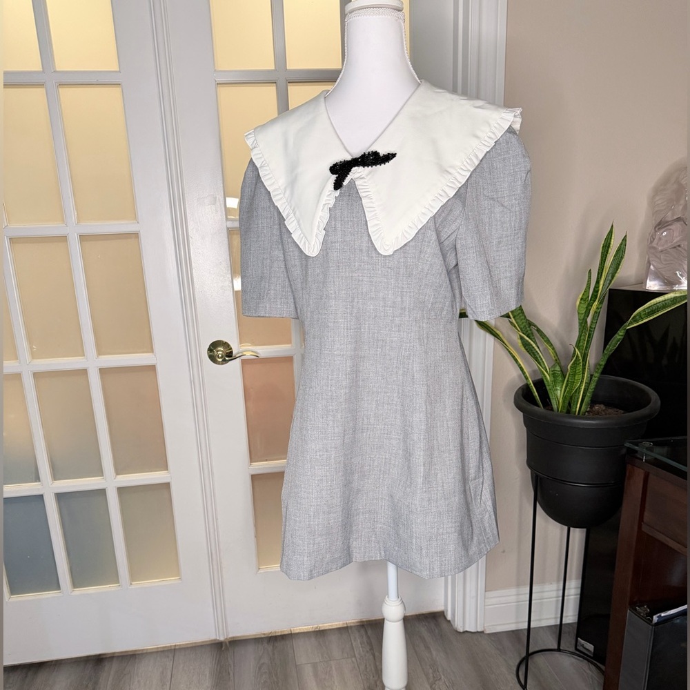 Sister Jane Gray Dress with White Collar